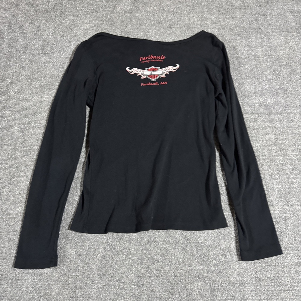 Harley-Davidson Women's Black Faribault MN Shirt SZ L Cutout - Picture 6 of 8